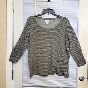 Cute olive green stripe top by Sunday from Dress Barn size xl